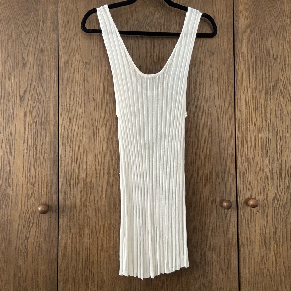 White Ribbed Sleeveless Top